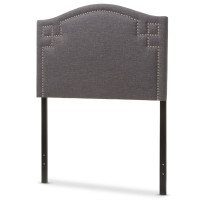 Baxton Studio BBT6563-Dark Grey-Twin HB Aubrey Upholstered Twin Size Headboard